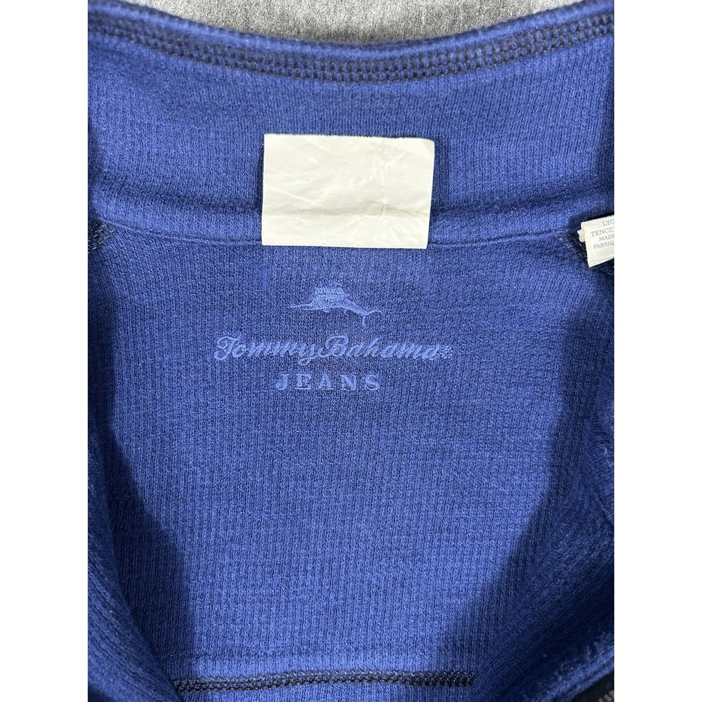 Tommy Bahama Jeans Reversible 1/4 Zip Sweater Mens Blue Cotton Tencel L - Picture 5 of 8